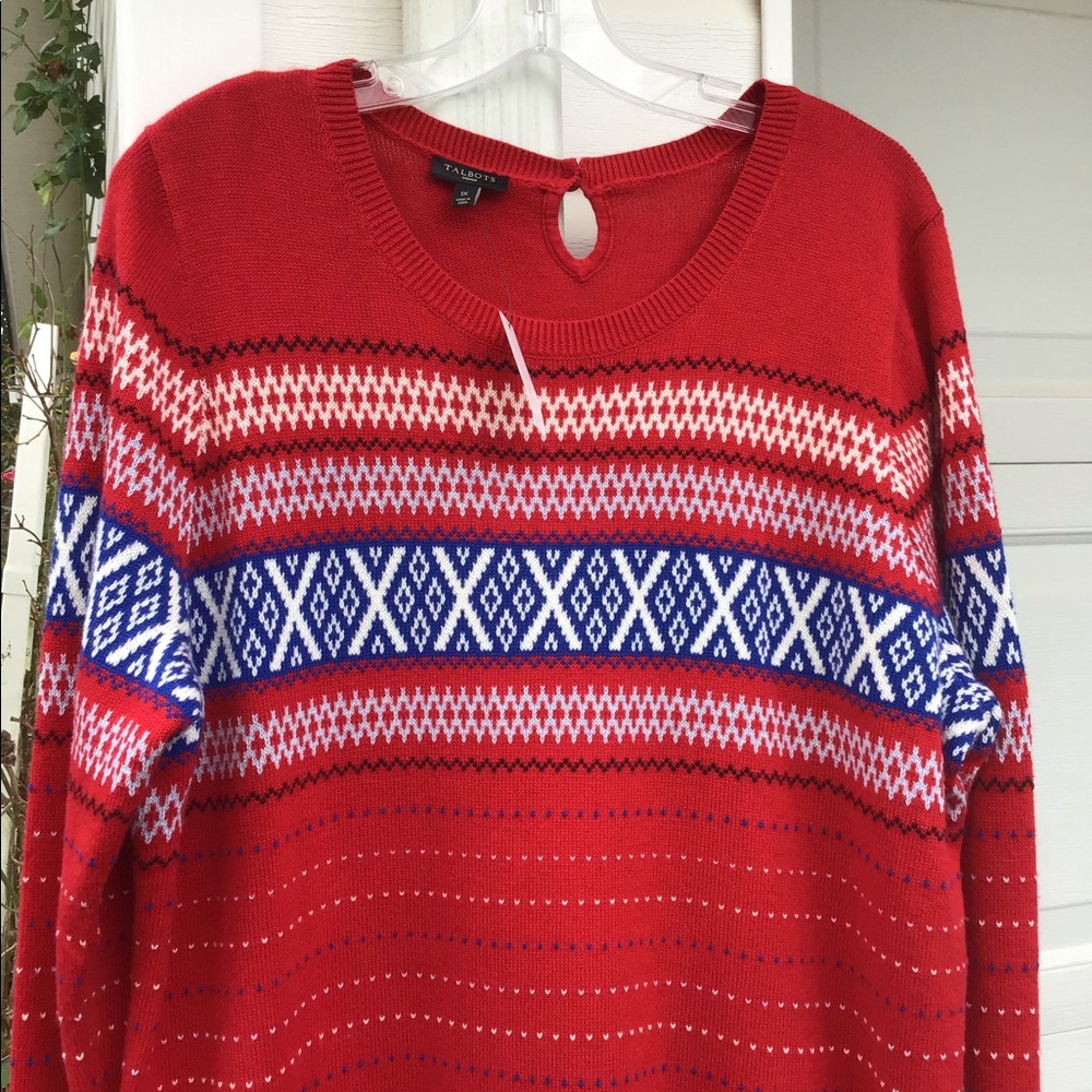 NWT Talbots Cute Red White Blues Patterned Stripes - Picture 2 of 7
